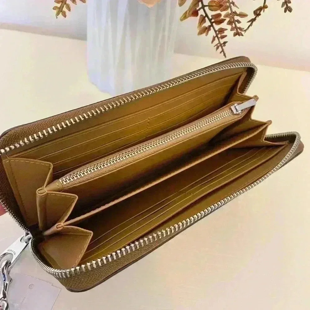 Coach Long Zip Around Wallet In Signature Canvas New